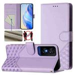 For TCL 50 5G Honeycomb Embossing RFID Leather Phone Case(Light Purple)