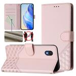 For TCL 201 Honeycomb Embossing RFID Leather Phone Case(Pink)