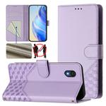 For TCL 201 Honeycomb Embossing RFID Leather Phone Case(Light Purple)