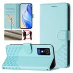 For TCL 501 Honeycomb Embossing RFID Leather Phone Case(Mint Green)