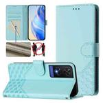 For TCL 505 Honeycomb Embossing RFID Leather Phone Case(Mint Green)