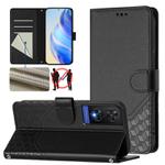 For TCL 505 Honeycomb Embossing RFID Leather Phone Case(Black)