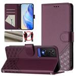 For TCL 505 Honeycomb Embossing RFID Leather Phone Case(Violet)