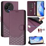 For TCL 605 / 60 SE Honeycomb Embossing RFID Leather Phone Case(Violet)