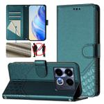 For Infinix Note 40 4G Honeycomb Embossing RFID Leather Phone Case(Peacock Green)