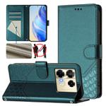 For Infinix Note 40 Pro+ 5G Honeycomb Embossing RFID Leather Phone Case(Peacock Green)