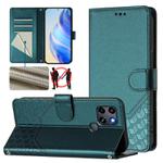 For Infinix Smart 6 / 6 Plus / 6 HD Honeycomb Embossing RFID Leather Phone Case(Peacock Green)