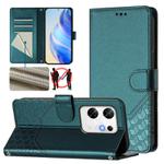 For Infinix Zero 30 4G Honeycomb Embossing RFID Leather Phone Case(Peacock Green)