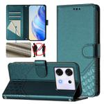 For Infinix Zero 30 5G Honeycomb Embossing RFID Leather Phone Case(Peacock Green)