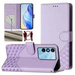 For itel P38 Honeycomb Embossing RFID Leather Phone Case(Light Purple)