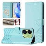 For itel P55 5G Honeycomb Embossing RFID Leather Phone Case(Mint Green)