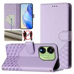 For itel P55 5G Honeycomb Embossing RFID Leather Phone Case(Light Purple)