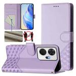 For itel P55+ Honeycomb Embossing RFID Leather Phone Case(Light Purple)