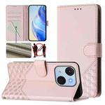 For itel A50C Honeycomb Embossing RFID Leather Phone Case(Pink)