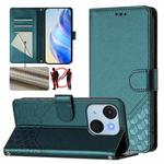 For itel A50C Honeycomb Embossing RFID Leather Phone Case(Peacock Green)