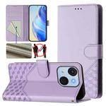 For itel A50C Honeycomb Embossing RFID Leather Phone Case(Light Purple)