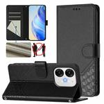 For itel A80 4G Honeycomb Embossing RFID Leather Phone Case(Black)