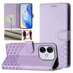 For itel A80 4G Honeycomb Embossing RFID Leather Phone Case(Light Purple)