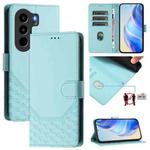 For itel Power 70 Honeycomb Embossing RFID Leather Phone Case(Mint Green)