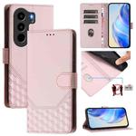 For itel Power 70 Honeycomb Embossing RFID Leather Phone Case(Pink)