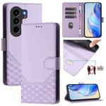 For itel Power 70 Honeycomb Embossing RFID Leather Phone Case(Light Purple)