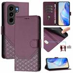 For itel Power 70 Honeycomb Embossing RFID Leather Phone Case(Violet)