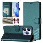 For itel A90 4G Honeycomb Embossing RFID Leather Phone Case(Peacock Green)