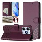 For itel A90 4G Honeycomb Embossing RFID Leather Phone Case(Violet)