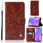 For Xiaomi Redmi 9 Copper Buckle Retro Crazy Horse Texture Horizontal Flip Leather Case with Holder & Card Slots & Wallet(Brown)