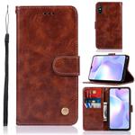 For Xiaomi Redmi 9A Copper Buckle Retro Crazy Horse Texture Horizontal Flip Leather Case with Holder & Card Slots & Wallet(Brown)