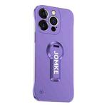 For iPhone 14 Pro Baking Varnish 360 Rotate Holder No Frame PC Phone Case(Purple)