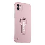 For iPhone 12 mini Baking Varnish 360 Rotate Holder No Frame PC Phone Case(Pink)