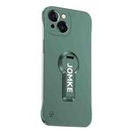 For iPhone 14 Plus Baking Varnish 360 Rotate Holder No Frame PC Phone Case(Green)