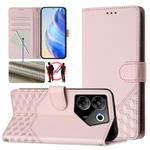 For Tecno Camon 20 Pro 5G Honeycomb Embossing RFID Leather Phone Case(Pink)