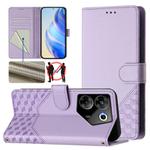 For Tecno Camon 20 Pro 5G Honeycomb Embossing RFID Leather Phone Case(Light Purple)