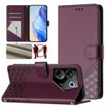 For Tecno Camon 20 Pro 5G Honeycomb Embossing RFID Leather Phone Case(Violet)