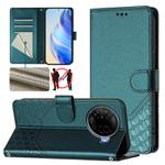 For Tecno Camon 30 Pro 5G Honeycomb Embossing RFID Leather Phone Case(Peacock Green)