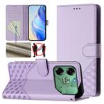 For Tecno Pova 6 4G Honeycomb Embossing RFID Leather Phone Case(Light Purple)