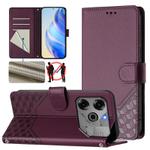 For Tecno Pova 6 5G / 6 Pro 5G Honeycomb Embossing RFID Leather Phone Case(Violet)