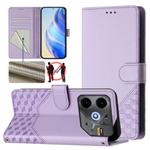 For Tecno Pova 6 Neo Honeycomb Embossing RFID Leather Phone Case(Light Purple)