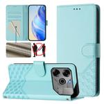 For Tecno Spark Go 2021 Honeycomb Embossing RFID Leather Phone Case(Mint Green)