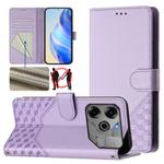 For Tecno Spark Go 2021 Honeycomb Embossing RFID Leather Phone Case(Light Purple)