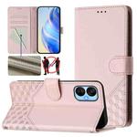 For Tecno Spark 9 Pro / Spark 9T Honeycomb Embossing RFID Leather Phone Case(Pink)