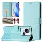 For Tecno Spark 10 5G Honeycomb Embossing RFID Leather Phone Case(Mint Green)