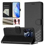 For Tecno Spark 10 Pro 4G Honeycomb Embossing RFID Leather Phone Case(Black)