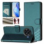 For Tecno Spark 20 Pro+ 4G Honeycomb Embossing RFID Leather Phone Case(Peacock Green)