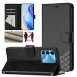 For Tecno Spark Go 2022 / Spark 8C Honeycomb Embossing RFID Leather Phone Case(Black)