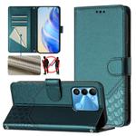 For Tecno Spark Go 2022 / Spark 8C Honeycomb Embossing RFID Leather Phone Case(Peacock Green)