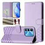 For Tecno Spark Go 2022 / Spark 8C Honeycomb Embossing RFID Leather Phone Case(Light Purple)