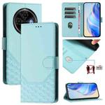 For Tecno Spark 30C 5G / Pop 9 5G Honeycomb Embossing RFID Leather Phone Case(Mint Green)